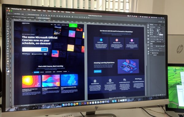 grey flat screen computer monitor