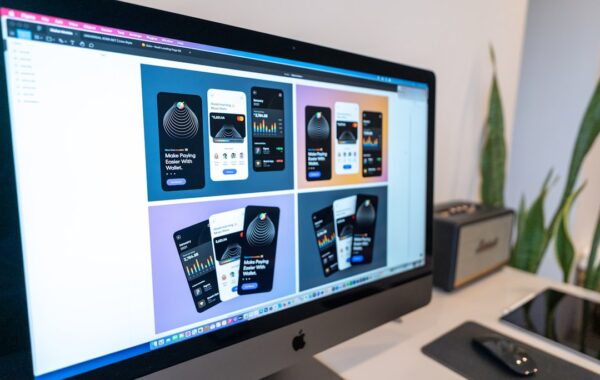 silver imac on white table
