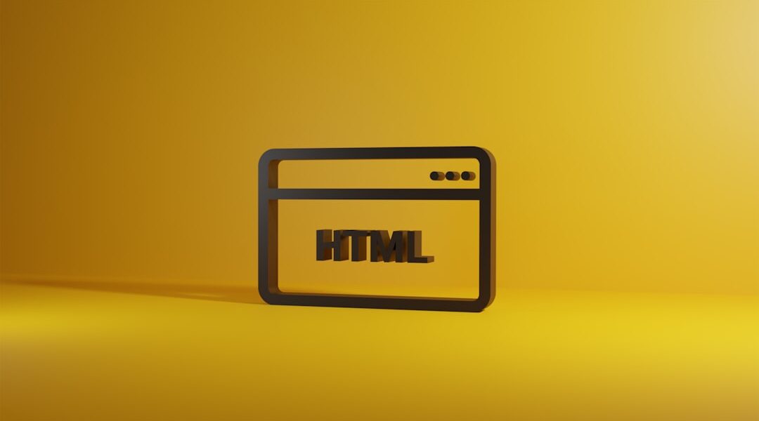 a computer screen with the word html on it