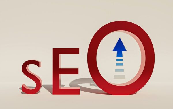 a red sign with a blue arrow pointing to the word search